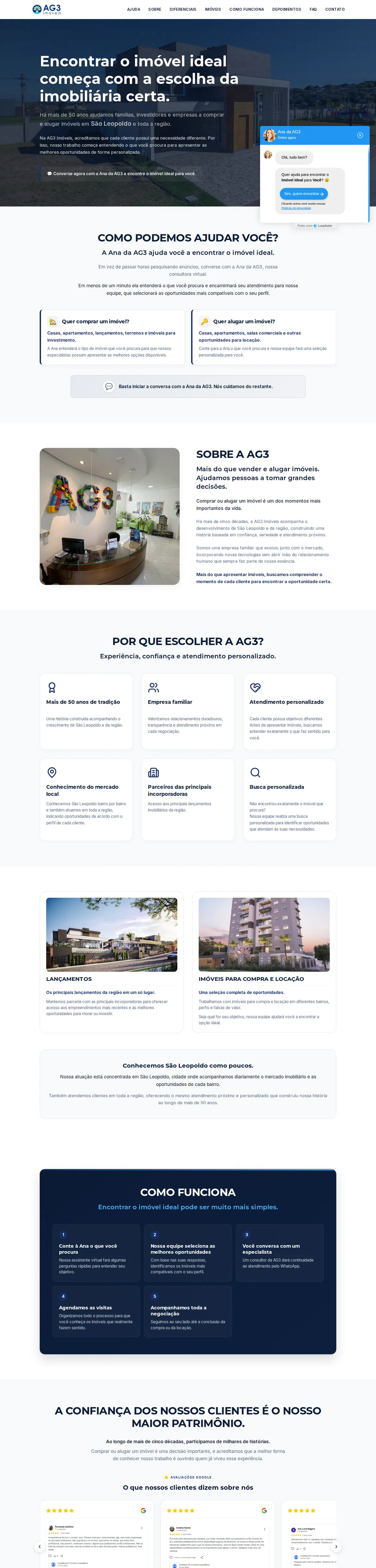 Site criado pela reZeta Sites para AG3 Imóveis