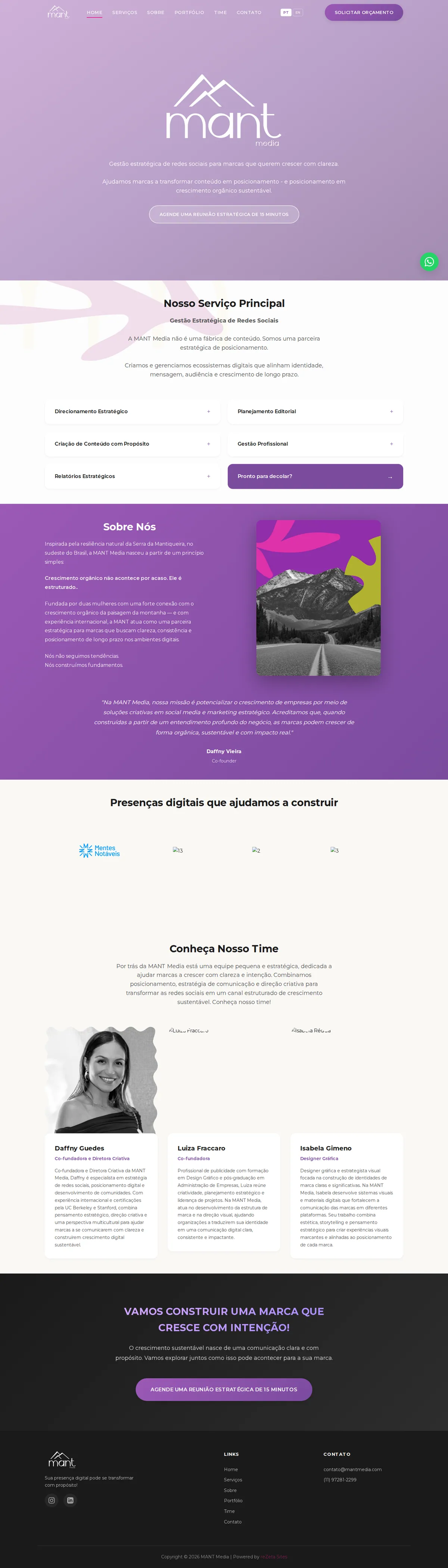 Site criado pela reZeta Sites para Mant Media