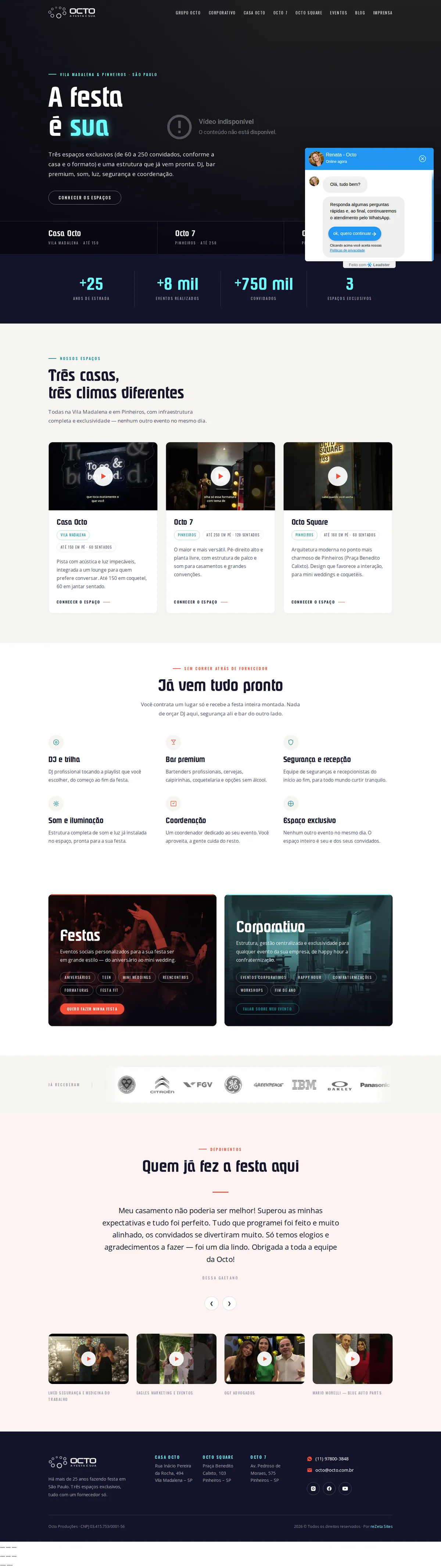 Site criado pela reZeta Sites para Grupo Octo